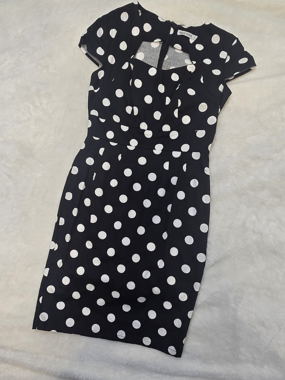 Grace Karin Black and White Polka Dot Fit & Flare Mini Dress